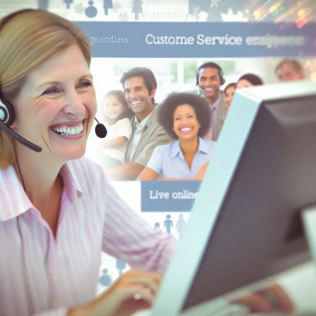 Friendly customer support representative assisting via live chat